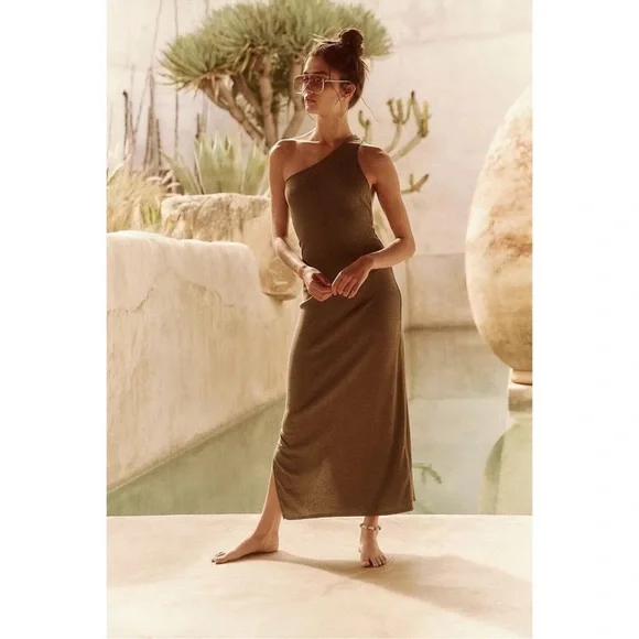 Elegant Pink One-Shoulder Dress by free people Saturday night dress - Picture 3 of 5